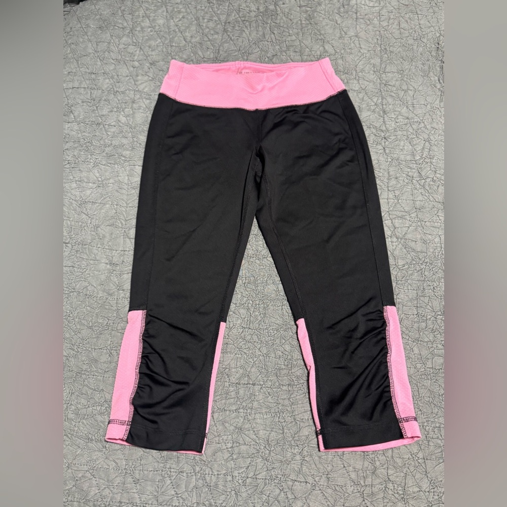 Tek Gear Pink & Black Athletic Leggings Capris